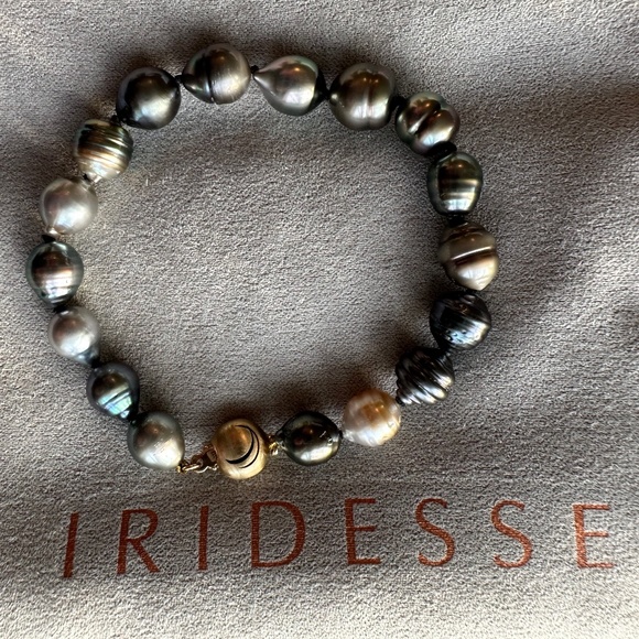 Designer Tiffany & Co IRIDESSE 14K Yellow Gold Tahitian Baroque Pearl Bracelet - Picture 7 of 15